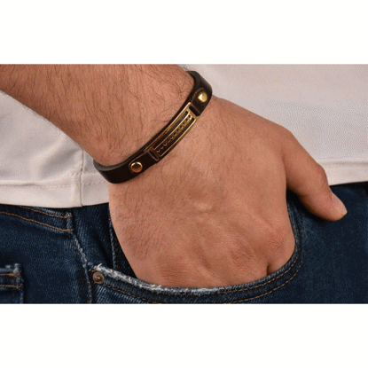 دستبند چرمی کهن چرم طرح مفهومی مدل BR15-15